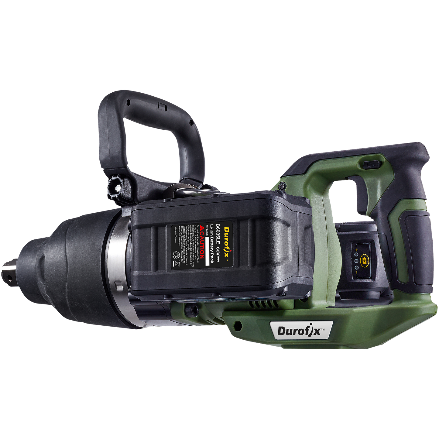 Durofix 60V 1" Square Drive Super Jumbo Impact Wrench complete with 2 x 2.5Ah Batteries, 1 x Charger, Bare Tool & UK Adapter - RI60176-P