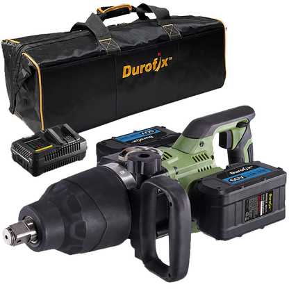 Durofix 60V 1" Square Drive Super Jumbo Impact Wrench complete with 2 x 2.5Ah Batteries, 1 x Charger, Bare Tool & UK Adapter - RI60176-P