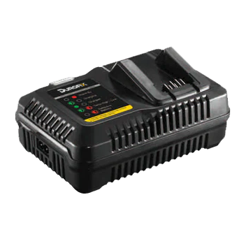 Black battery charger on a white background