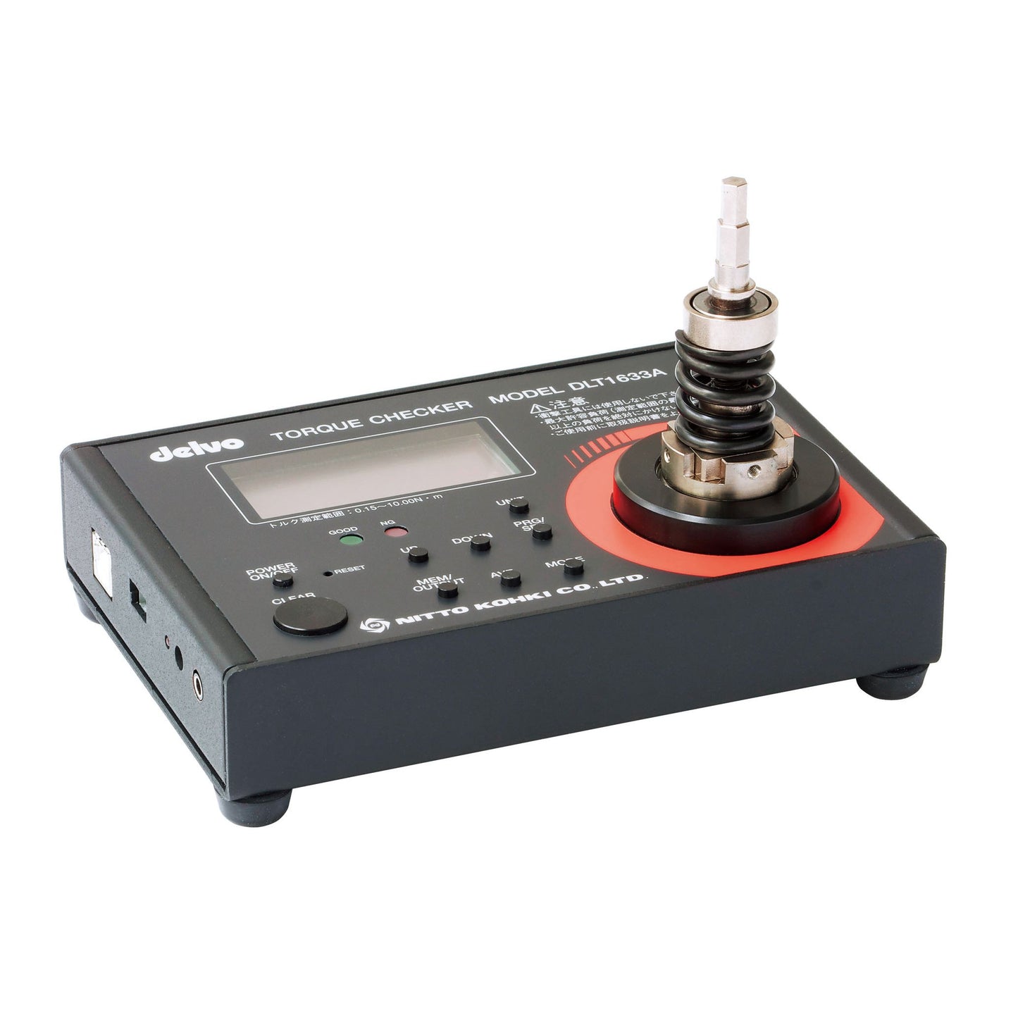 Torque checker device with digital display on a white background