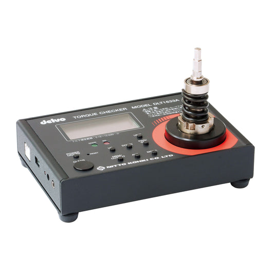 Torque checker device with digital display on a white background