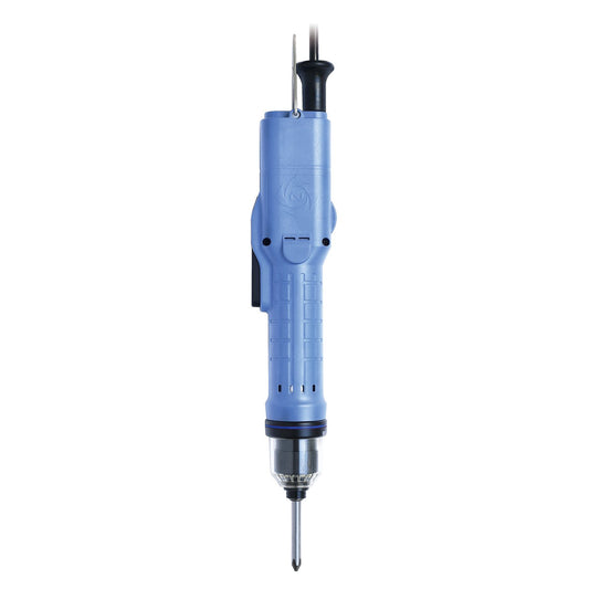 Blue electric torque screwdriver tool on a white background