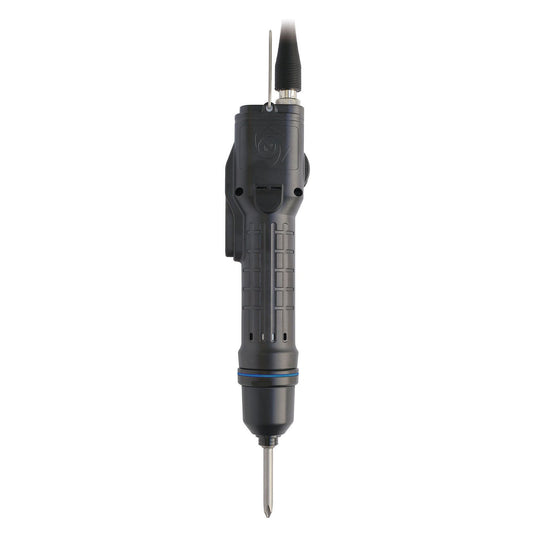 Black electric torque screwdriver tool on a white background