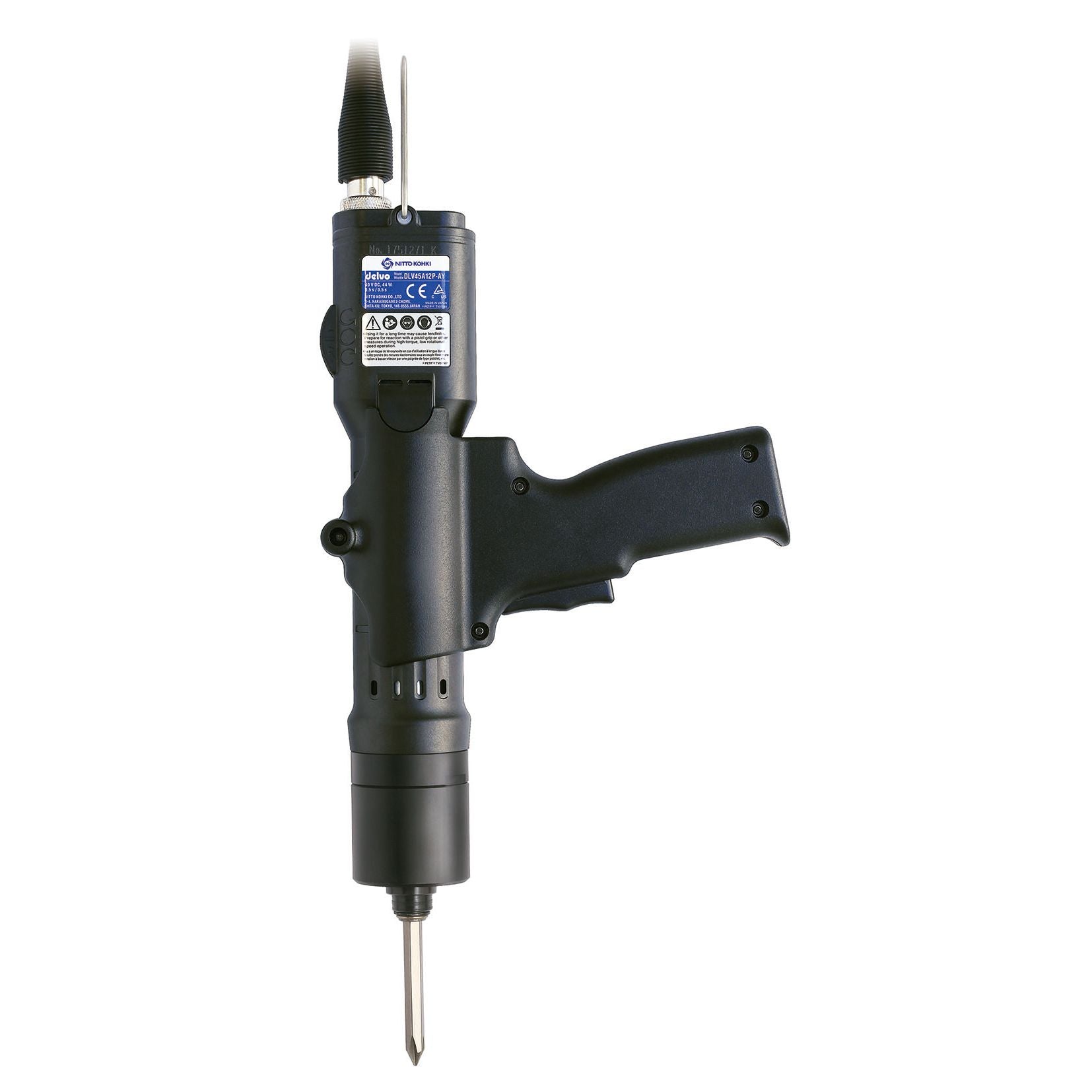 Electronic torque screwdriver with pistol grip on a white background