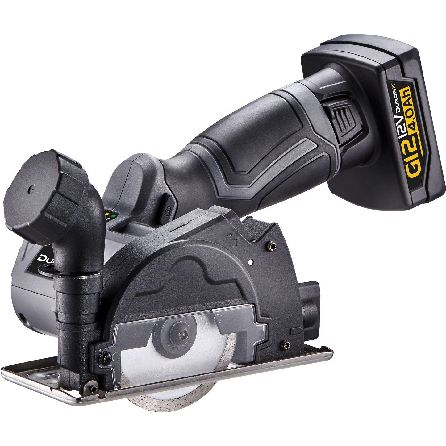 Circular saw with battery pack on a white background