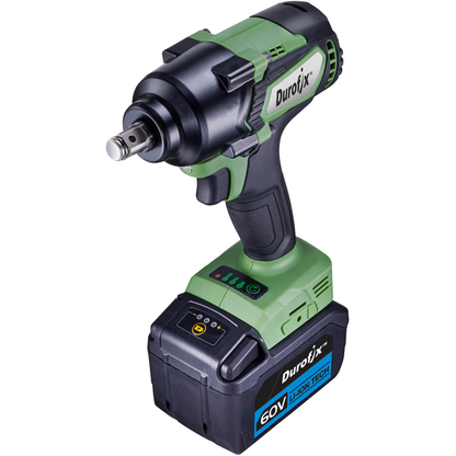 Durofix 60V 1/2" Square Drive Impact Wrench complete with 2 x 2.5Ah Batteries, 1 x Charger, Bare Tool & UK Adapter - RI60166A1-P