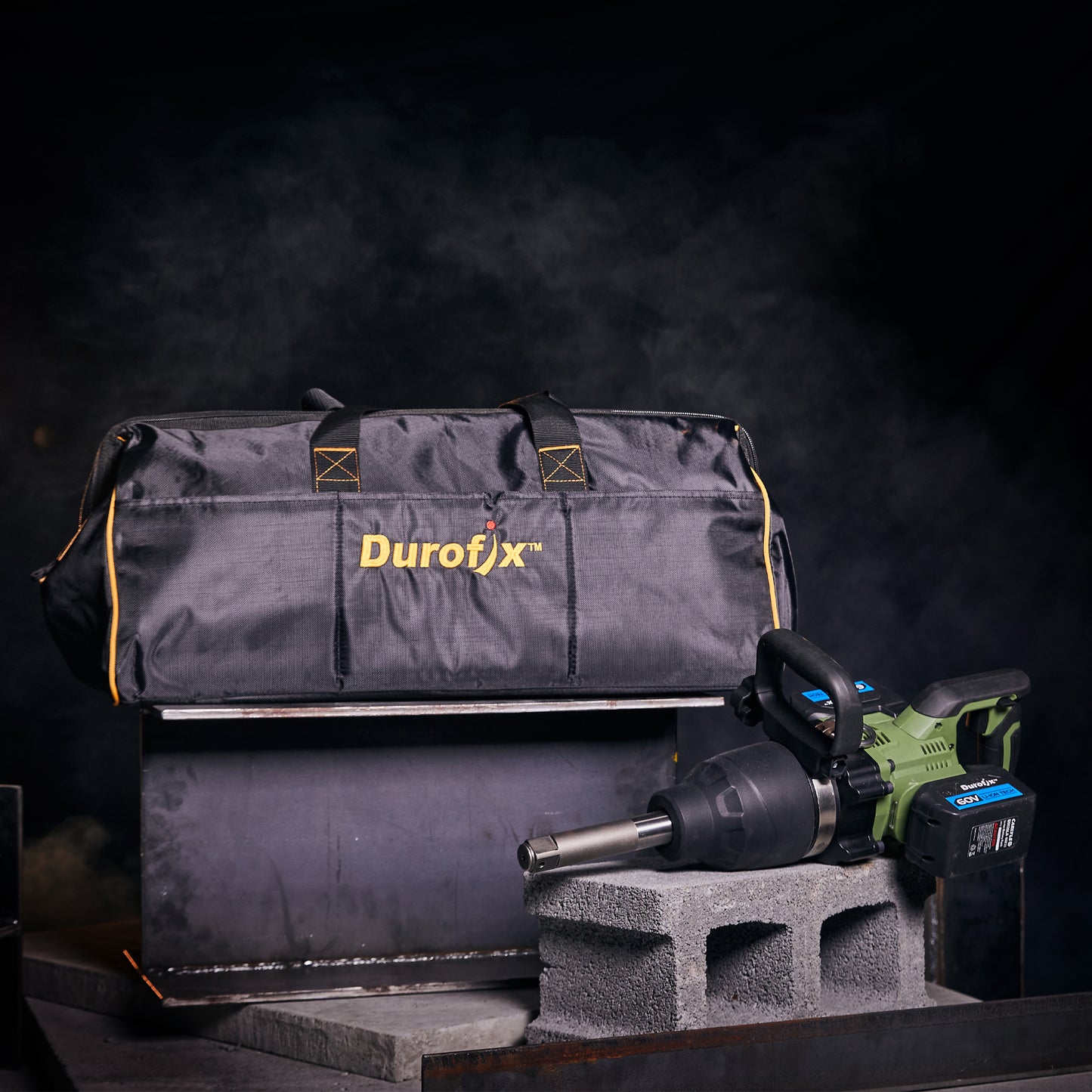 Durofix 60V 1" Square Drive Super Jumbo Impact Wrench complete with 2 x 2.5Ah Batteries, 1 x Charger, Bare Tool & UK Adapter - RI60176-P