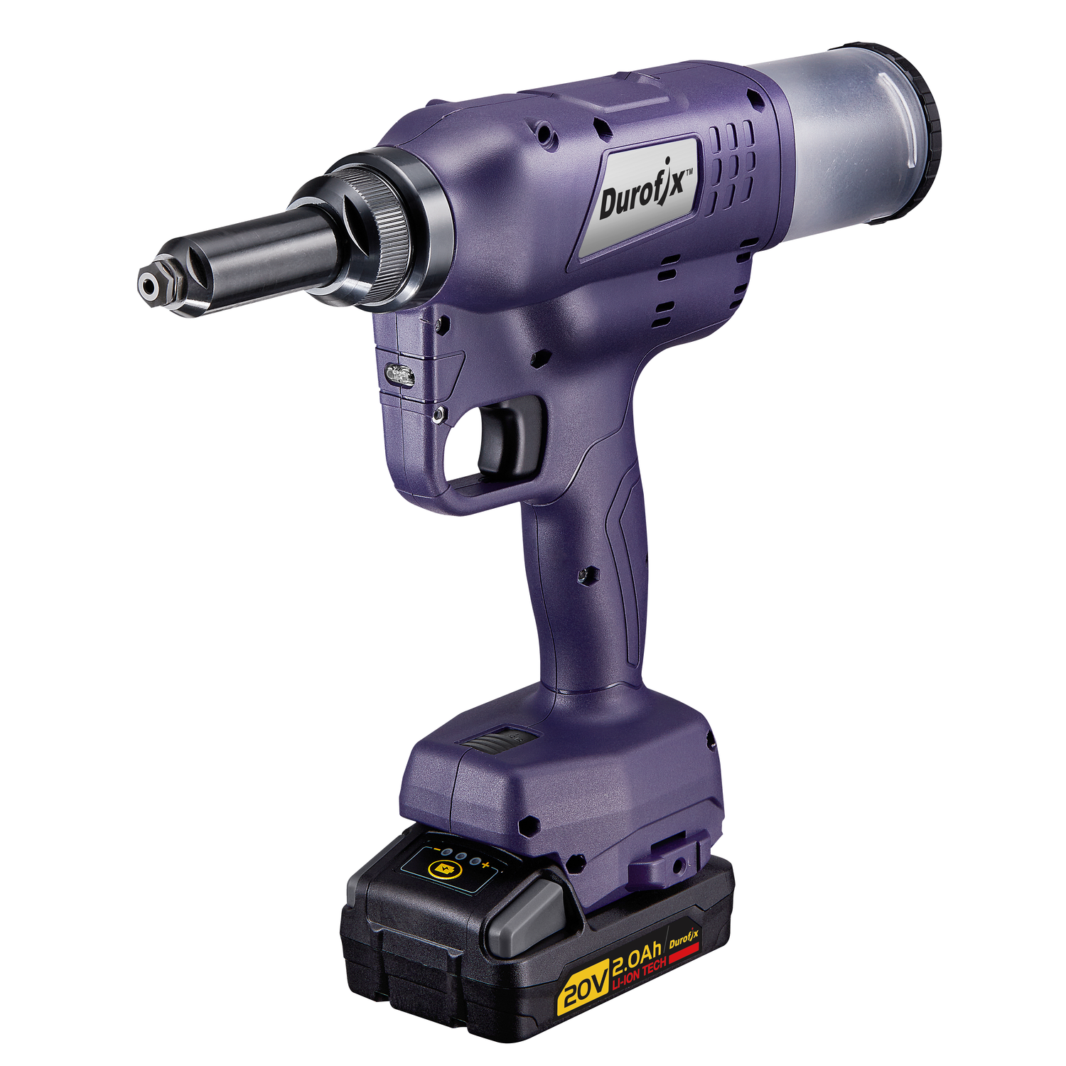 Purple rivet tool on white background