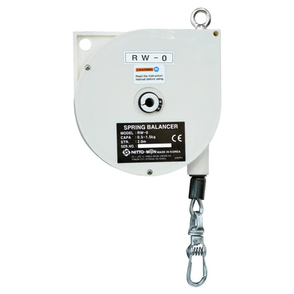 Spring balancer with label on a white background