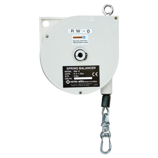 Spring balancer with label on a white background